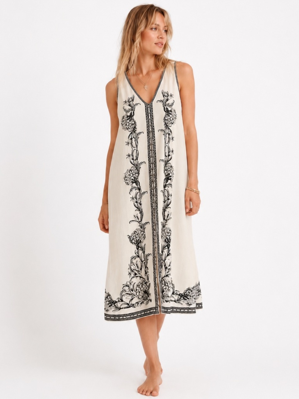 Max Studio Ivory maxi dress size large